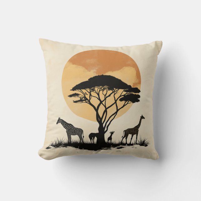 Giraffe Sunset Safari Coussin (Recto)