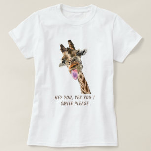 Giraffe Tongue Sortie Jouer Wink Funny T-Shirt