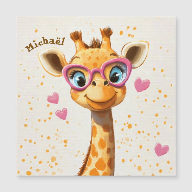 Giraffe Valentine's Day Heart Badge Kids School (Devant)