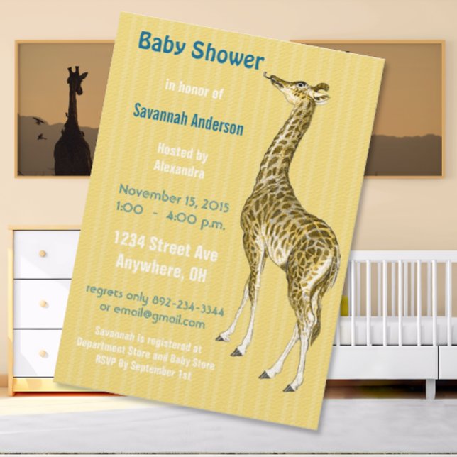 Giraffe vintage bébé garçon douche Invitations (Créateur téléchargé)