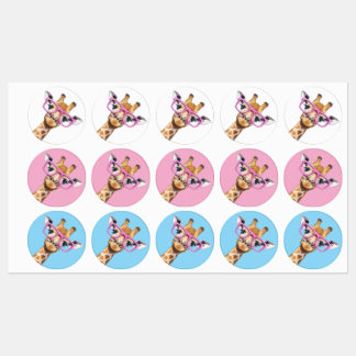 Giraffe with Pink Glasses Sticker Set Cute Animal 
