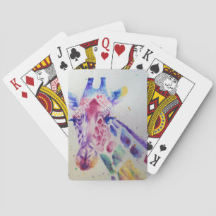 Giraffe Zoo Animal Aquarelle Jeu de cartes