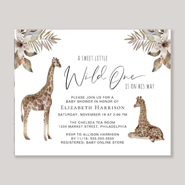 Giraffes Boho Aquarelle Baby shower Invitation (Créateur téléchargé)