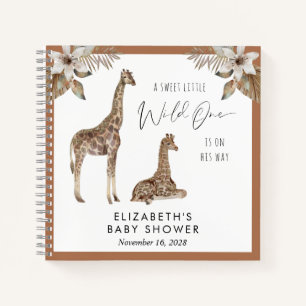 Giraffes Boho Aquarelle Baby shower Livre d'or