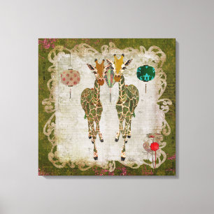 Giraffes d'or Toile de crépuscule d'olive