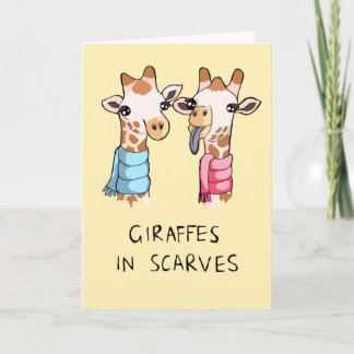 Giraffes en Écharpes Dessin Carte de voeux