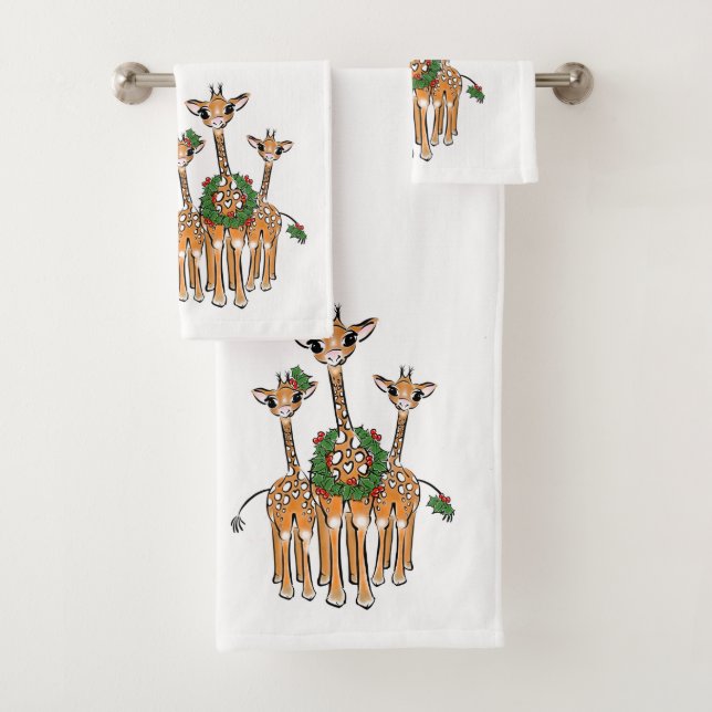 Giraffes Festive avec couronne Holly (En situation)