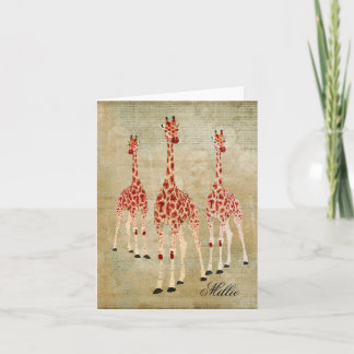 Giraffes Rose rouge Carte pour notes personnalisé