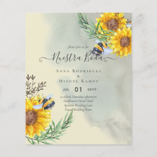 Girasoles de Invitación de Boda Económica Bilingüe