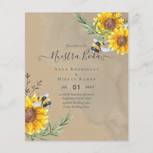 Girasoles de Invitación de Boda Económica Bilingüe