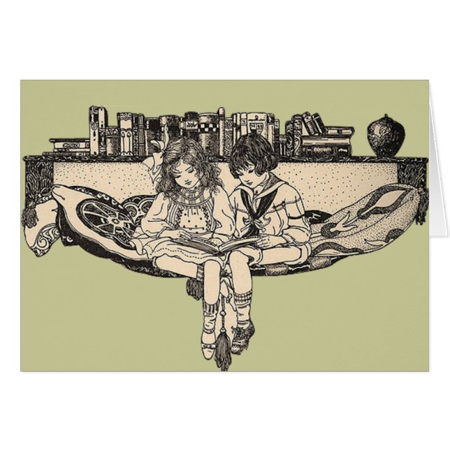 Girl and Boy Reading (Devant horizontal)