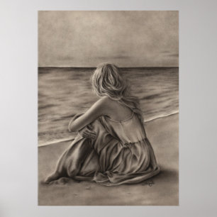 Girl at beach Poster