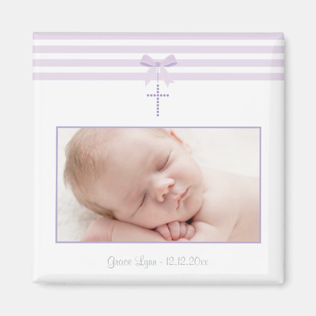 Girl Baptism/Christening Favor - Photo Magnet (Devant)