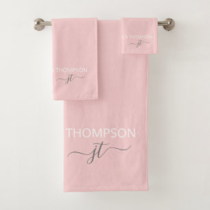 Girl Blush Pink Simple Script Monogramme Nom