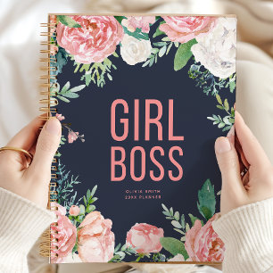 Girl Boss   Navy Et Floral Rose Personnalisé