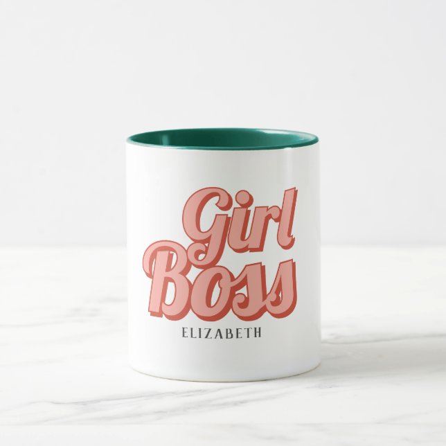 Girl Boss Retro nom Customisé Café Mug (Centre)