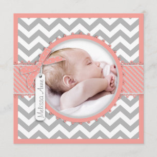 Girl Chevron Faire-part de naissance d'impression