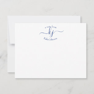 Girl Chic Navy Blanc 2 Monogrammes Nom Carte Note