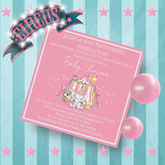 Girl Circus Baby Shower Invitation (Créateur téléchargé)