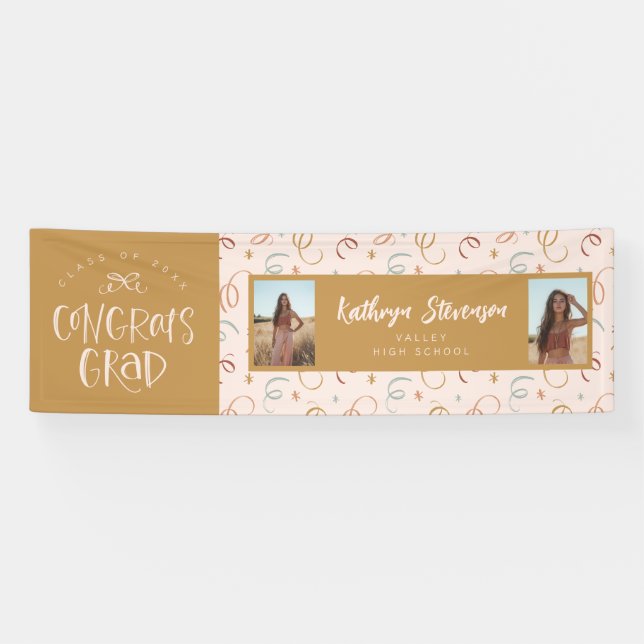 Girl Confetti 2 Photo Félicats Bannière de la fête (Horizontal)