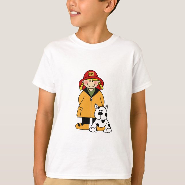 Girl Firefighter With Dalmation Tshirts and Gifts (Devant)