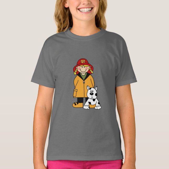 Girl Firefighter With Dalmation Tshirts and Gifts (Devant)