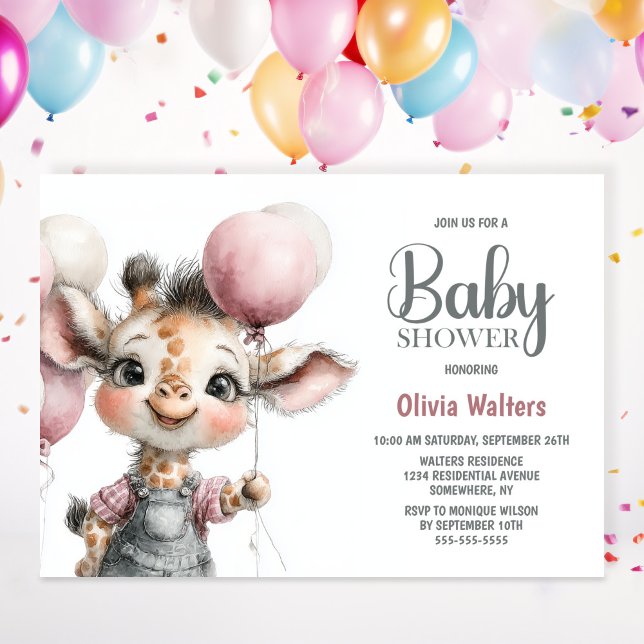 Girl Giraffe Baby Shower Invitation (Créateur téléchargé)