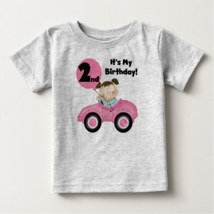 Girl in Pink Car 2nd Birthday Tshirts et cadeaux