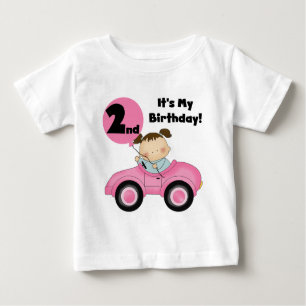 Girl in Pink Car 2nd Birthday Tshirts et cadeaux