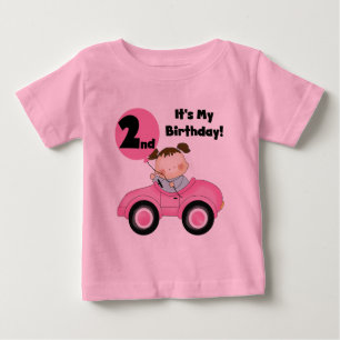 Girl in Pink Car 2nd Birthday Tshirts et cadeaux