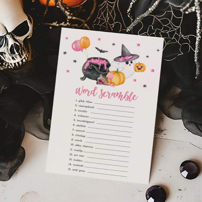 Girl Little Boo Ghost Word Scramble Jeu (Ghost Halloween Baby Shower Word Scramble Game)