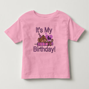 Girl Monkey 4th Birthday Tshirts et cadeaux