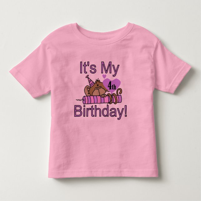 Girl Monkey 4th Birthday Tshirts et cadeaux (Devant)