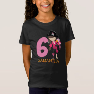 Girl Parrot 6e fête d'anniversaire pirate T-shirt