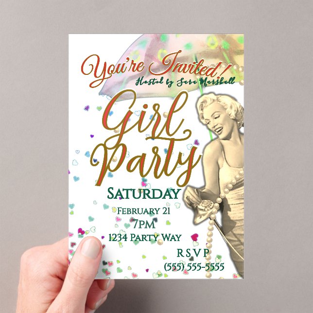 Girl Party Acrylic Invitation (In situ (ordinateur de poche))