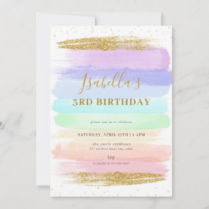 Girl Pastel Arc en Ciel 3e Invitation anniversaire