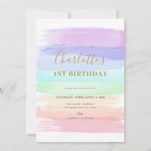 Girl Pastel Arc-en-ciel première invitation annive