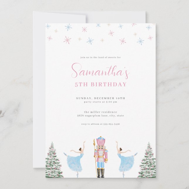 Girl Pastel Pink Nutcracker Invitation Anniversair (Devant)