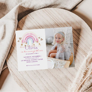 Girl Photo Anniversaire Invitation Arc-en-ciel Enf
