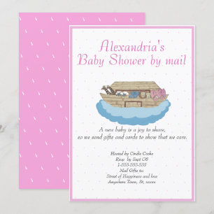 Girl Pink Noah Ark Baby shower par mail Invitation