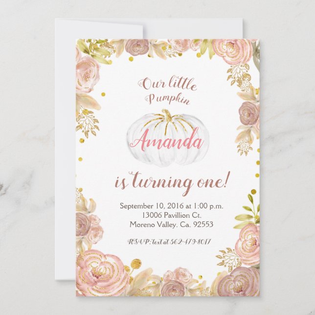 Girl Pink Notre Citrouille tourne une invitation (Devant)