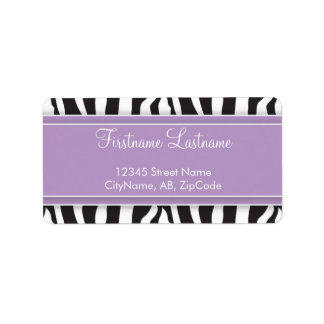 Girl Purple Zebra Print Étiquette de adresse