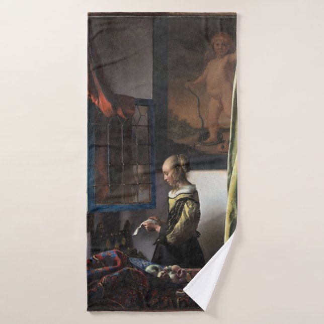 Girl Reading a Letter à Open Window, Vermeer (Serviette de bain)