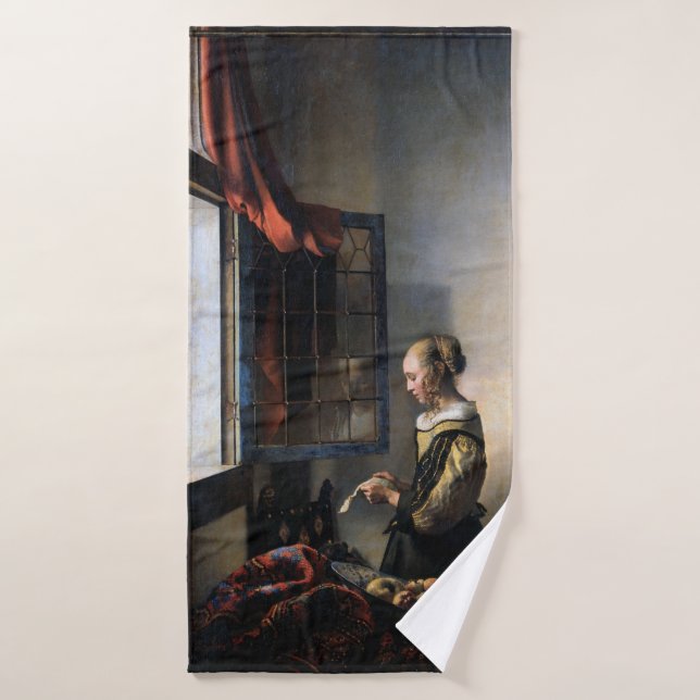 Girl Reading a Letter à Open Window, Vermeer (Serviette de bain)