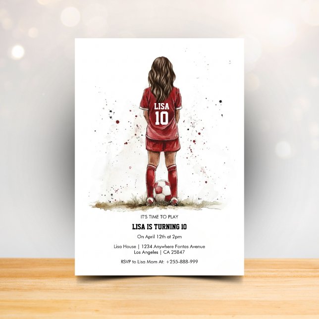 Girl Soccer Football Birthday Invitation (Créateur téléchargé)