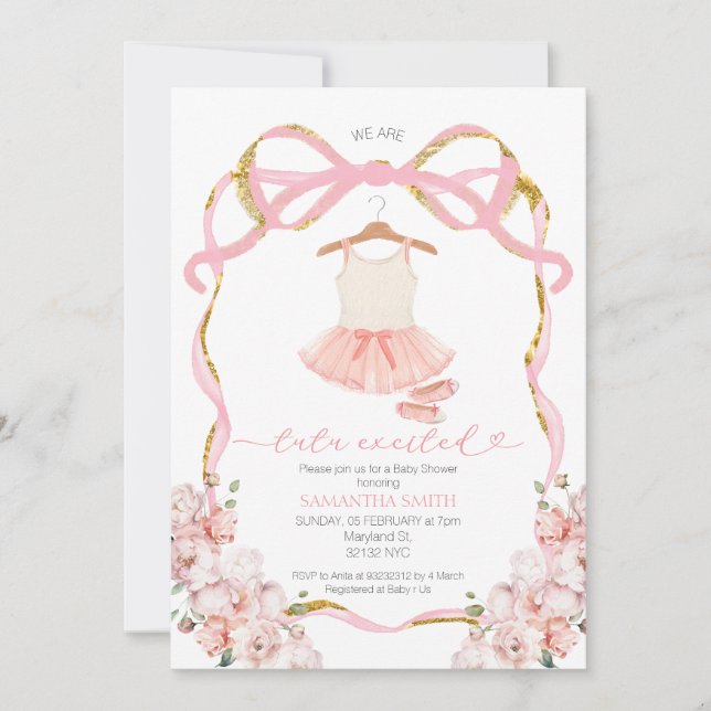 Girl Tutu Excitée Baby shower invitation (Devant)