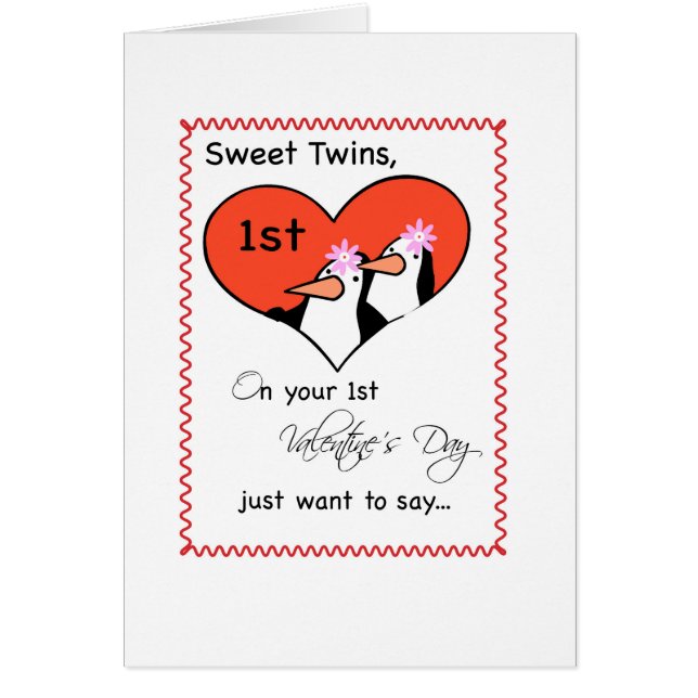 Girl Twins 1er Saint Valentin mignonne Penguin (Devant)
