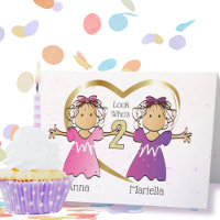 Girl Twins 2e carte d'anniversaire personnalisée
