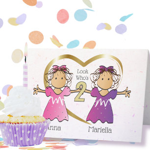 Girl Twins 2e carte d'anniversaire personnalisée