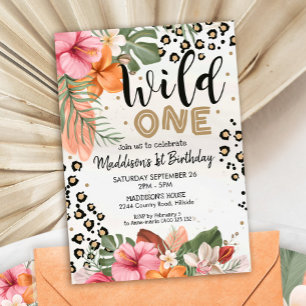 Girl Wild One Birthday Invitation Cheetah Imprimer